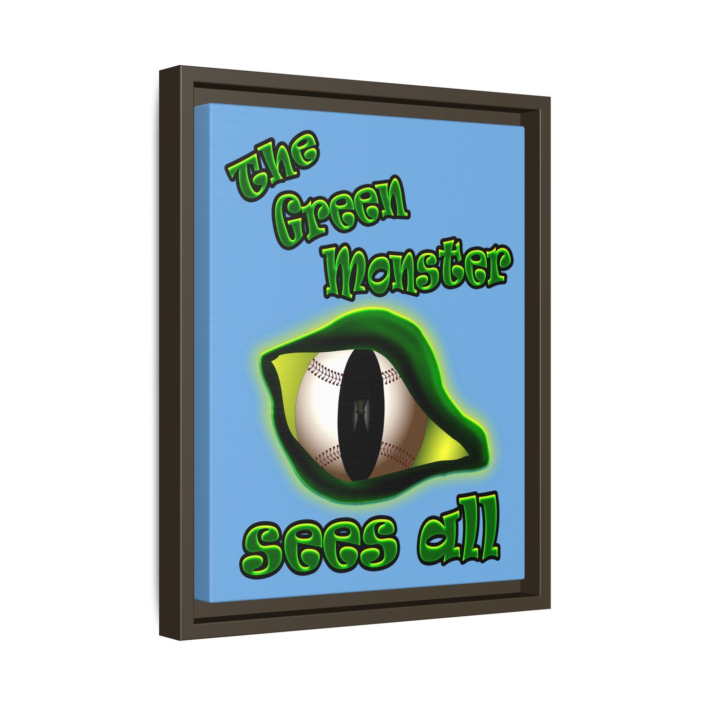 green monster - framed canvas art (light blue)