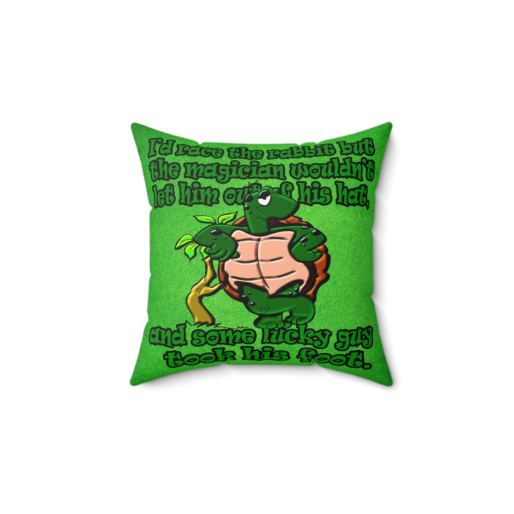 turtle race - Faux Suede Square Pillow - (green turf)