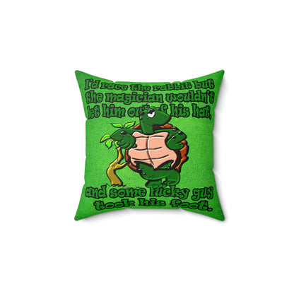 turtle race - Faux Suede Square Pillow - (green turf)