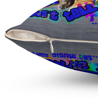 drop the beat - Spun Polyester Square Pillow - (brushed nickel)