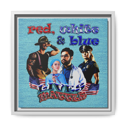 rw&b lives matter - framed canvas art (faded blue)