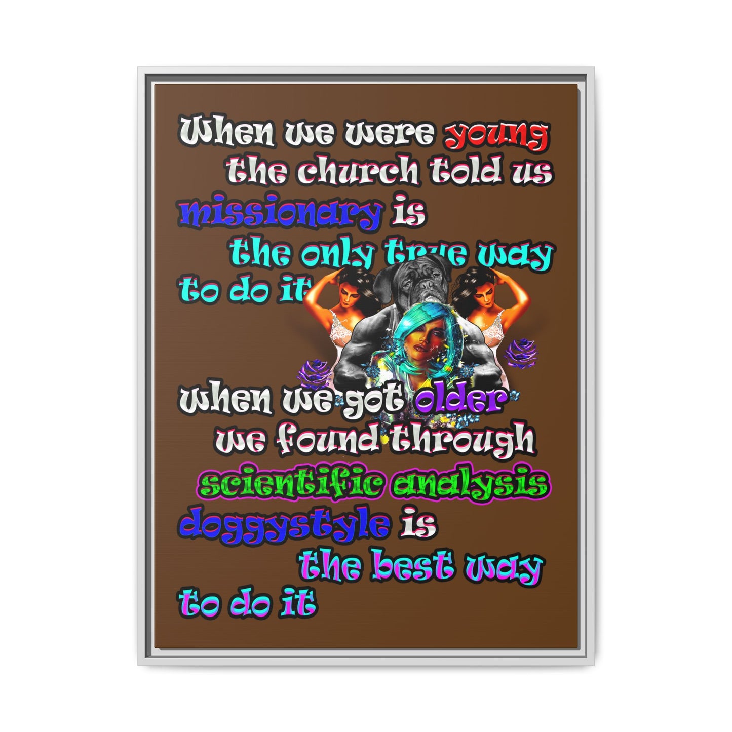 doggystyle - framed canvas art (brown)