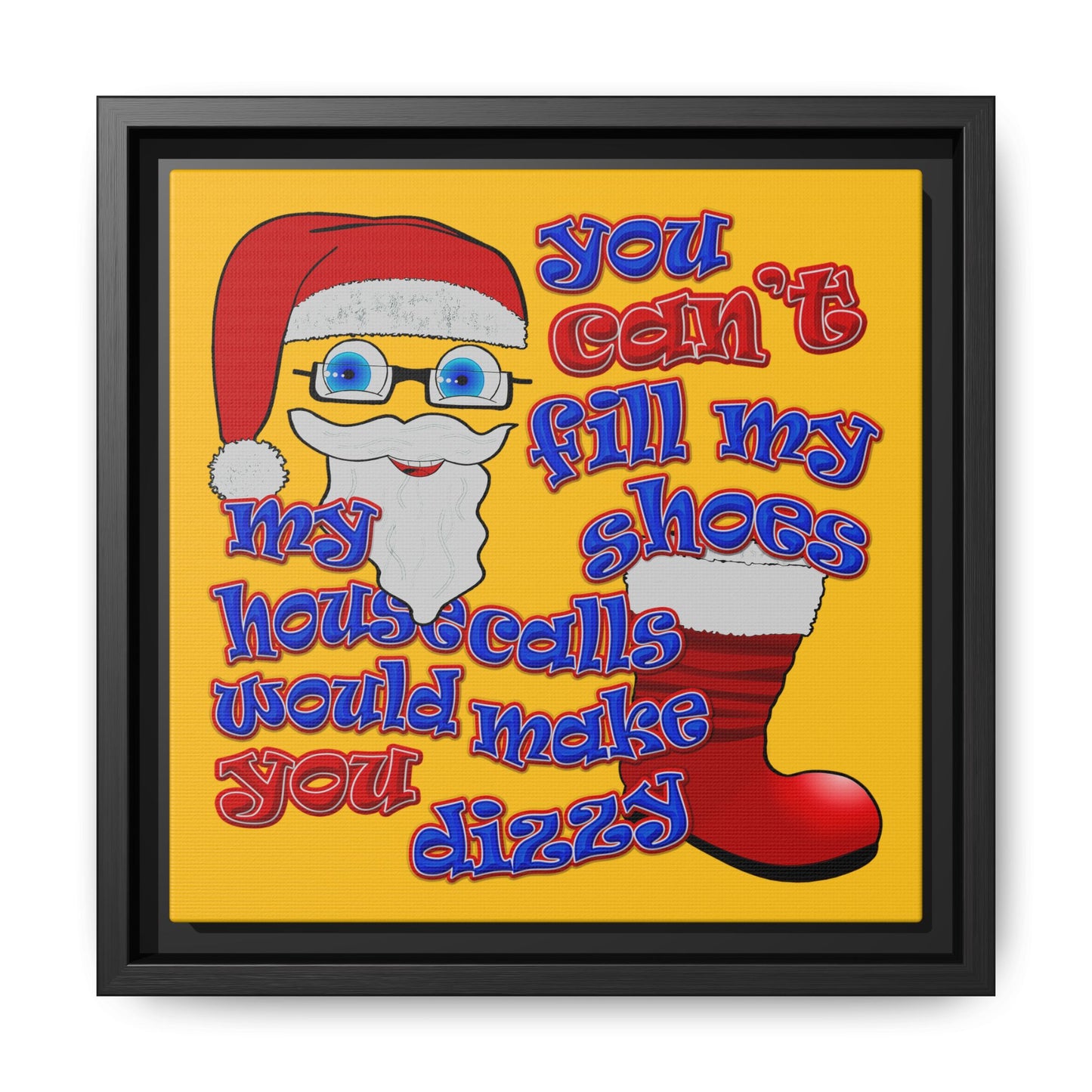 santa's shoes - framed canvas art (yellow)