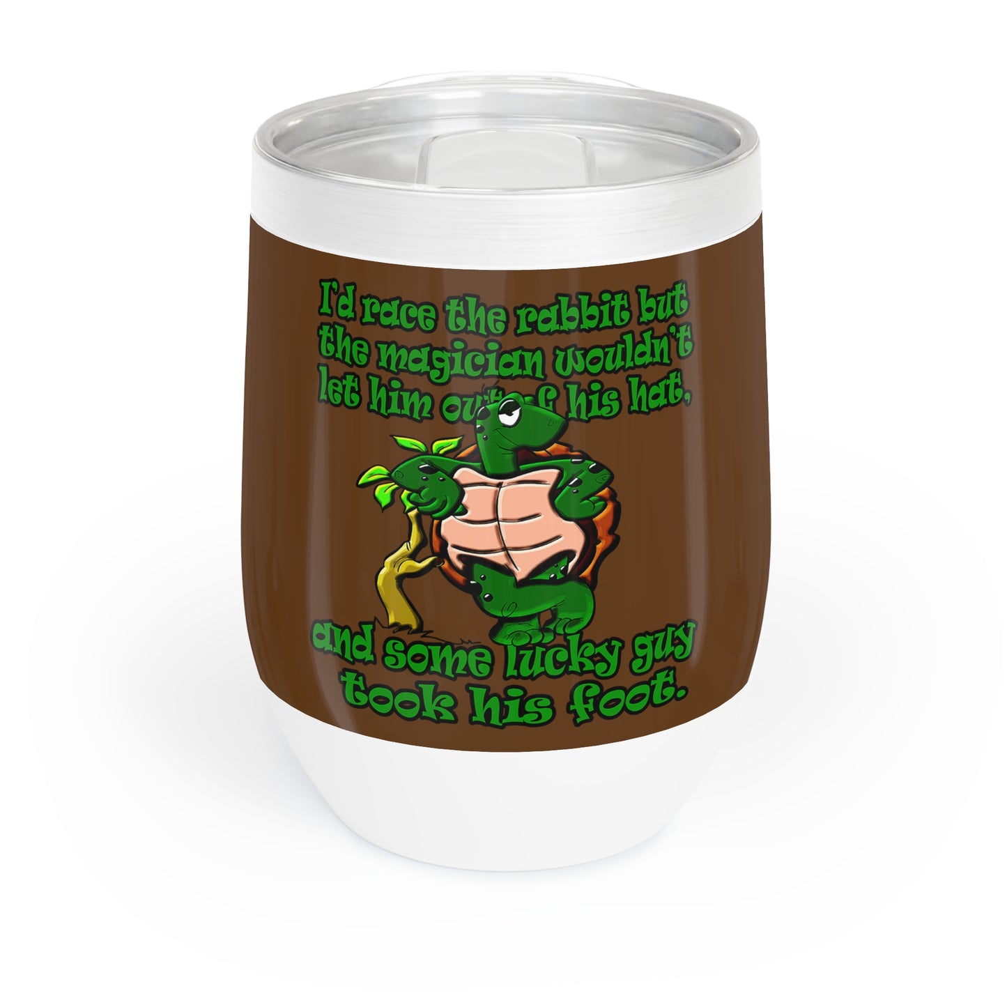 turtle race - Chill Wine Tumbler (brown)