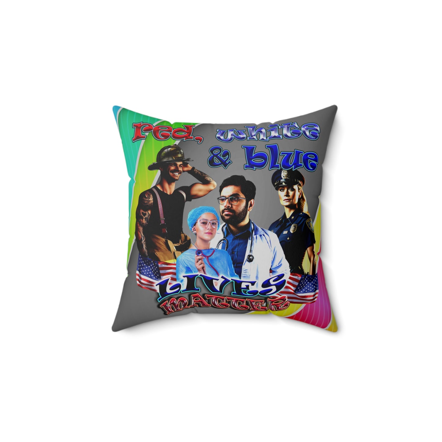 rw&b lives matter - Spun Polyester Square Pillow - (rainbow split)