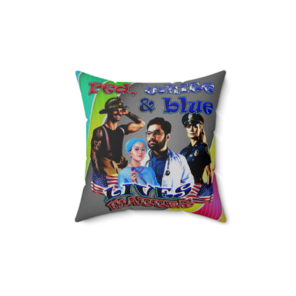 rw&b lives matter - Spun Polyester Square Pillow - (rainbow split)