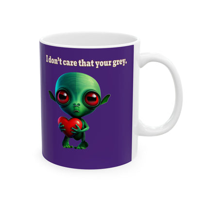 I don't care that your grey - White Mug (purple)