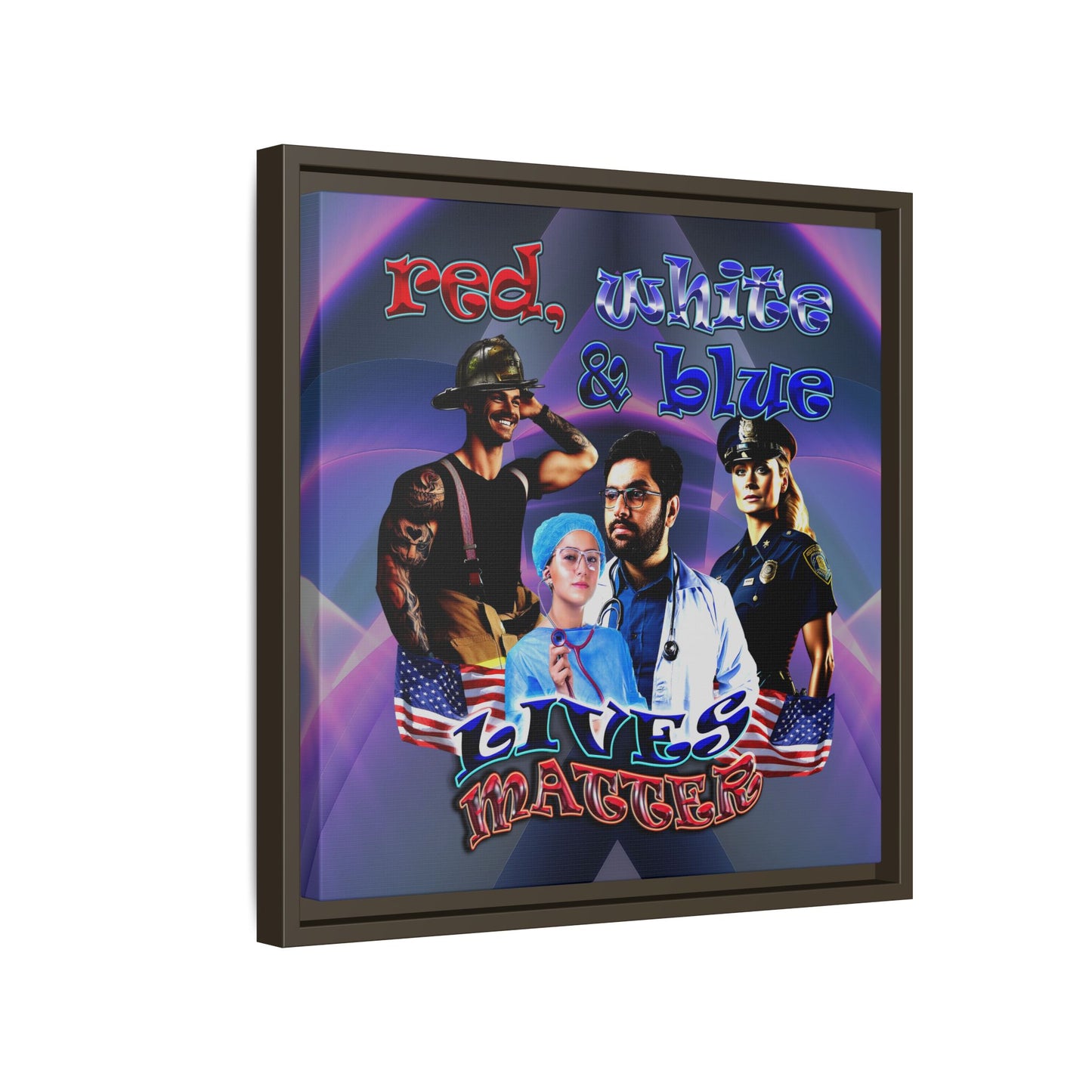 rw&b lives matter - framed canvas art (grey-pink wave)