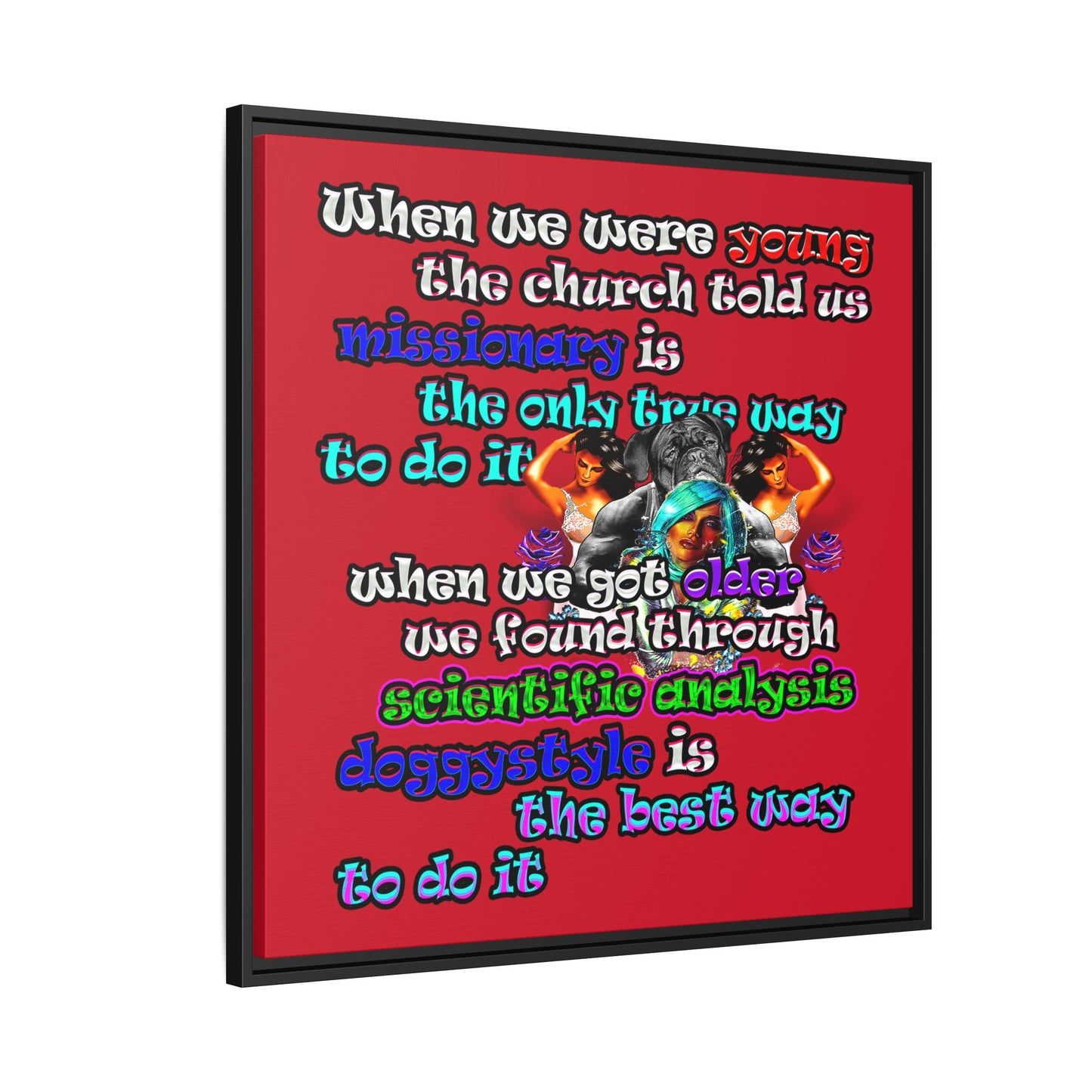 doggystyle - framed canvas art (dark red)