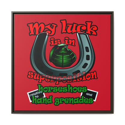 my luck - framed canvas art (dark red)
