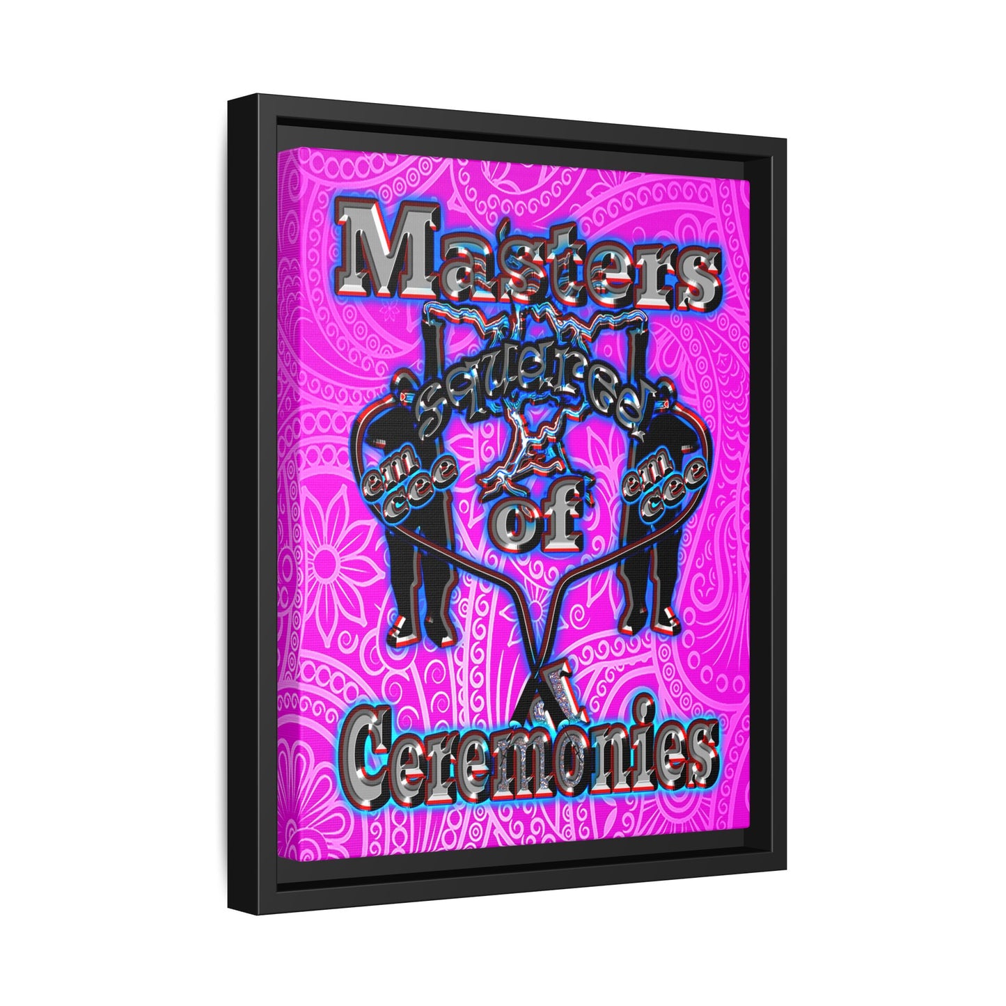 em cee squared - framed canvas art (pink swirl)