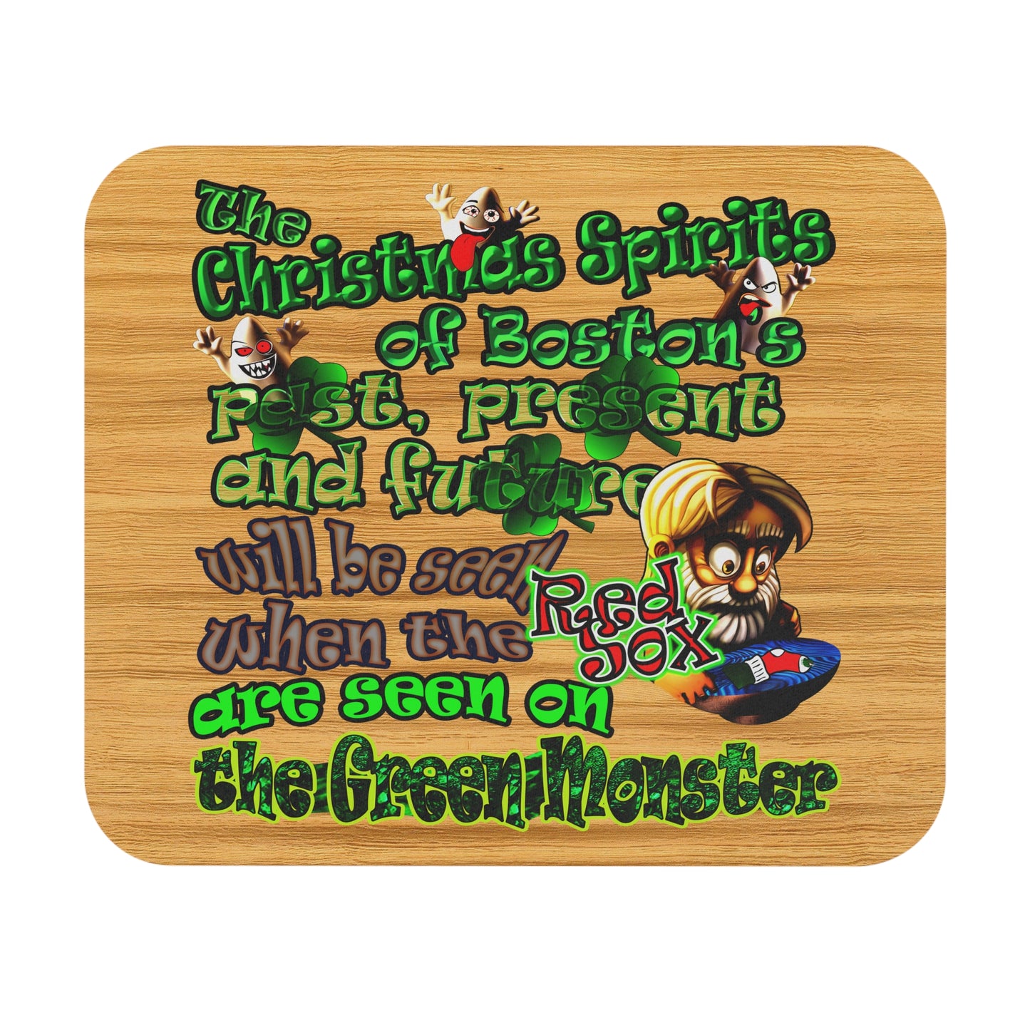 christmas spirits of boston - Mouse Pad (Rectangle) (butterscotch wood finish)