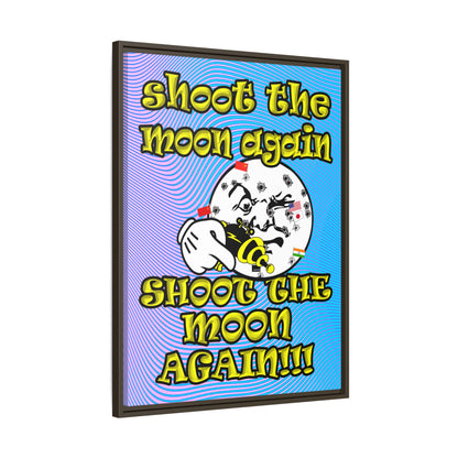 shoot the moon again - framed canvas art (light blue-purple wave)
