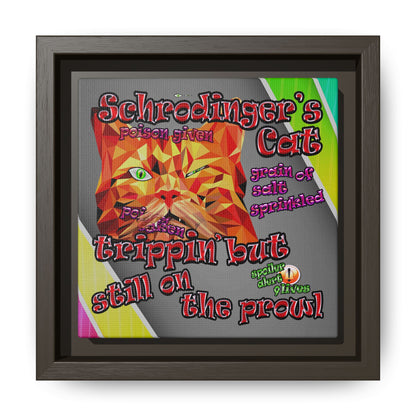 schrodinger's cat - framed canvas art (rainbow split)