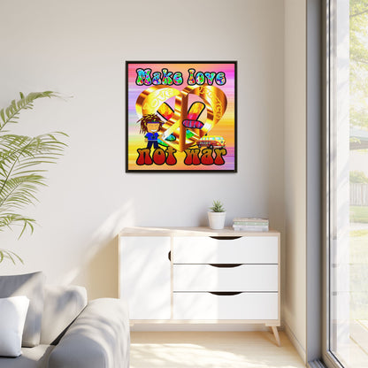 love peace - framed canvas art (color blur)