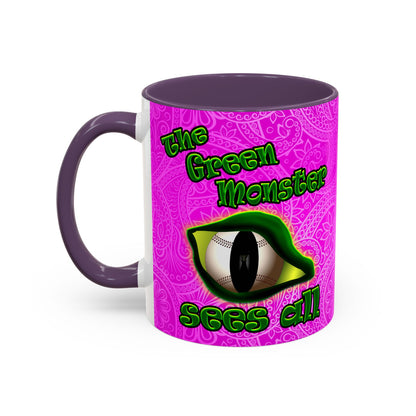 green monster - Accent Mug (pink swirl)