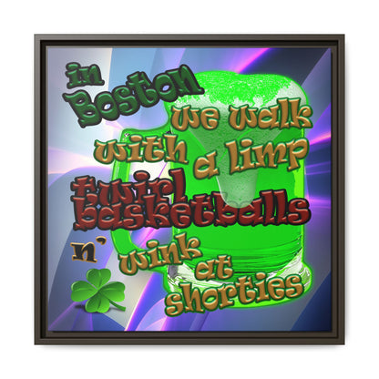 celtics logo - framed canvas art (grey-pink wave)