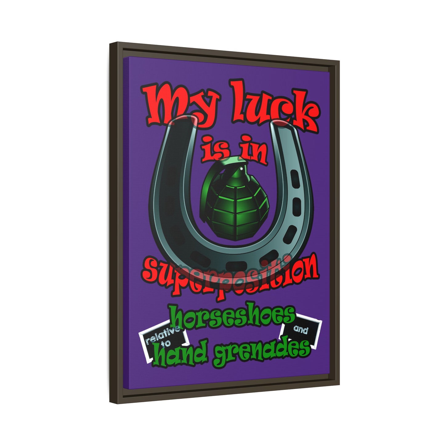 my luck - framed canvas art (purple)