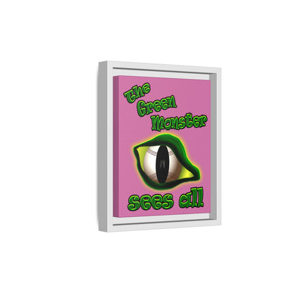 green monster - framed canvas art (light pink)