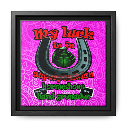 my luck - framed canvas art (pink swirl)