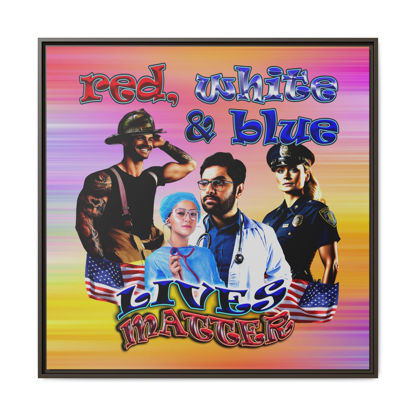 rw&b lives matter - framed canvas art (color blur)