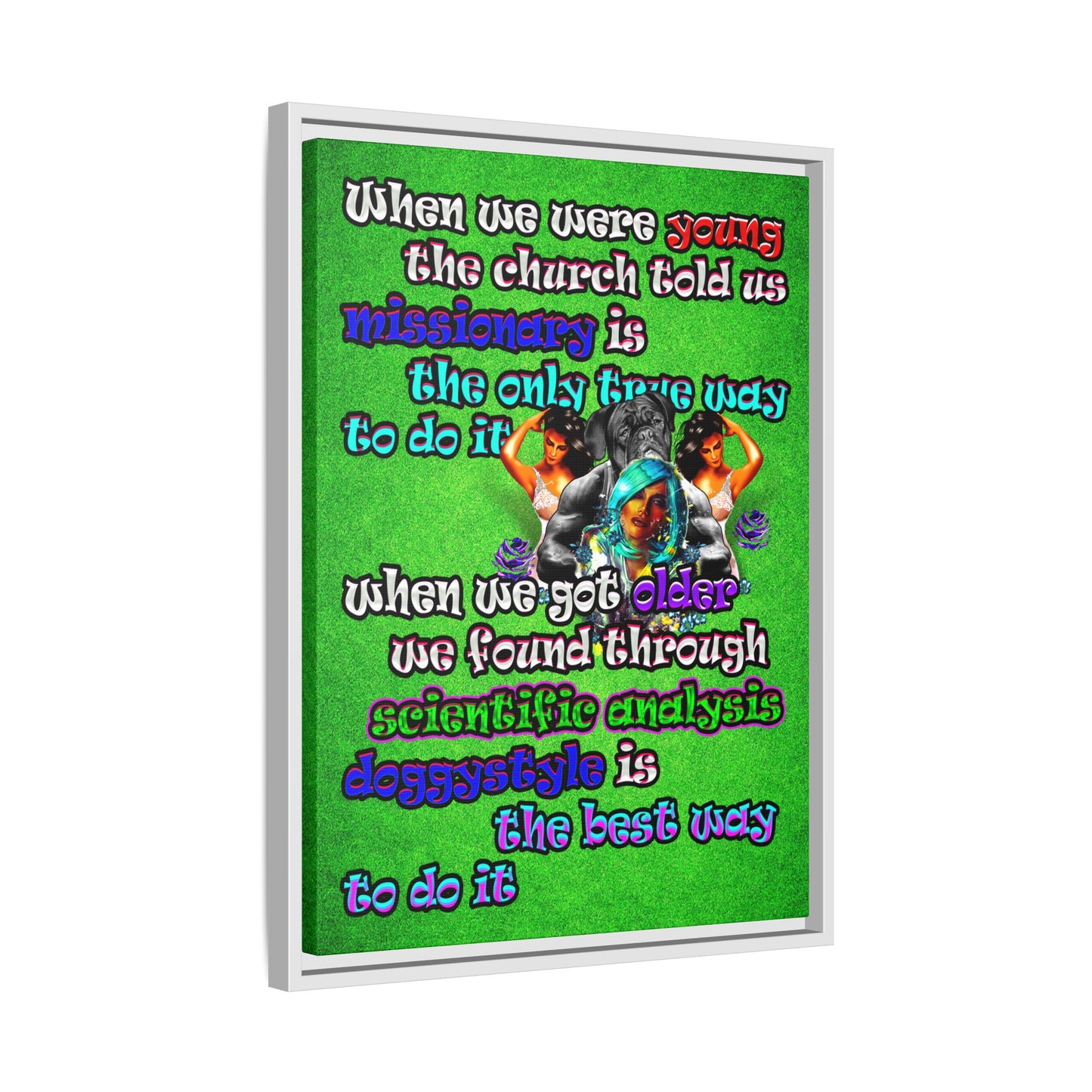 doggystyle - framed canvas art (green turf)