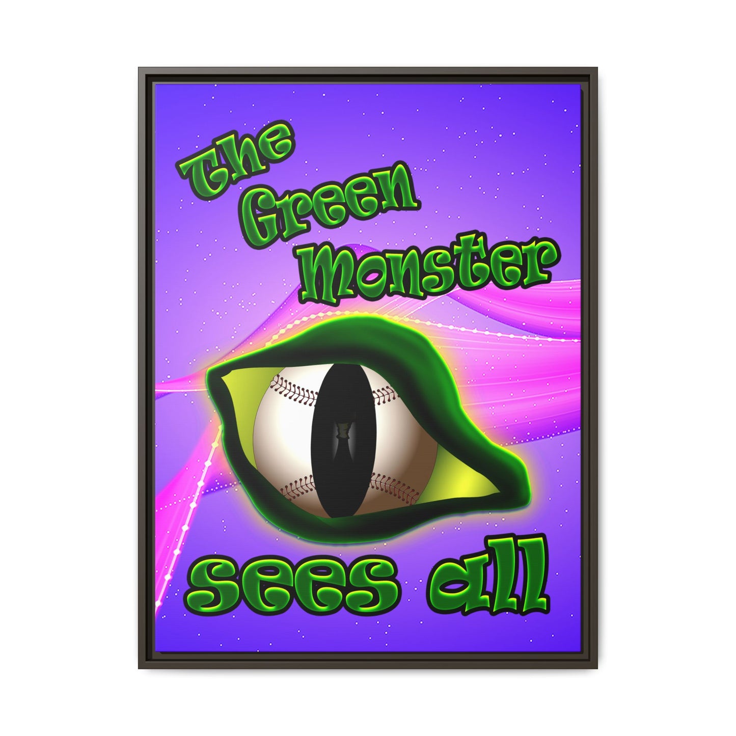 green monster - framed canvas art (purple-pink wave)