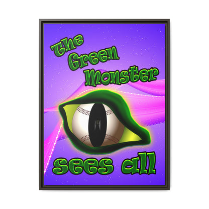 green monster - framed canvas art (purple-pink wave)