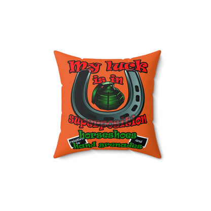 my luck - Faux Suede Square Pillow - (orange)