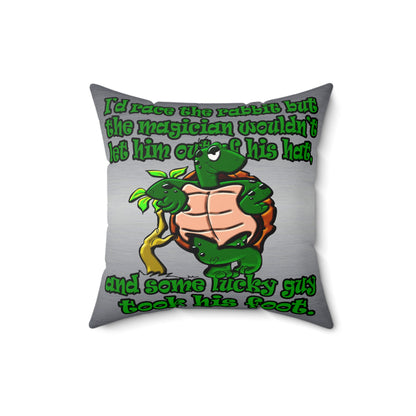 turtle race - Faux Suede Square Pillow - (brushed nickel)