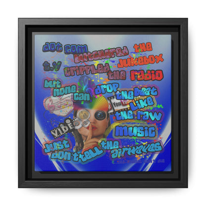 drop the beat - framed canvas art (blue-white wave)