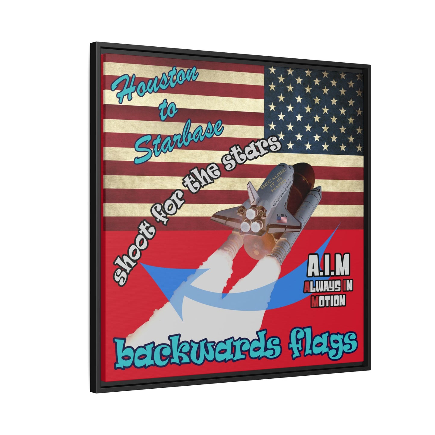 shoot for the stars - framed canvas art (dark red)