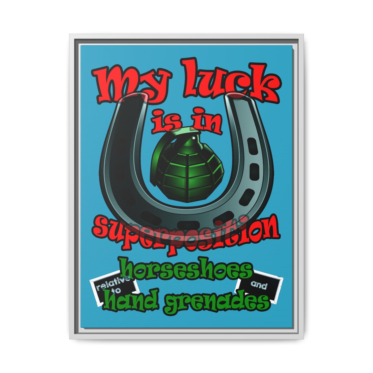 my luck - framed canvas art (turquoise)