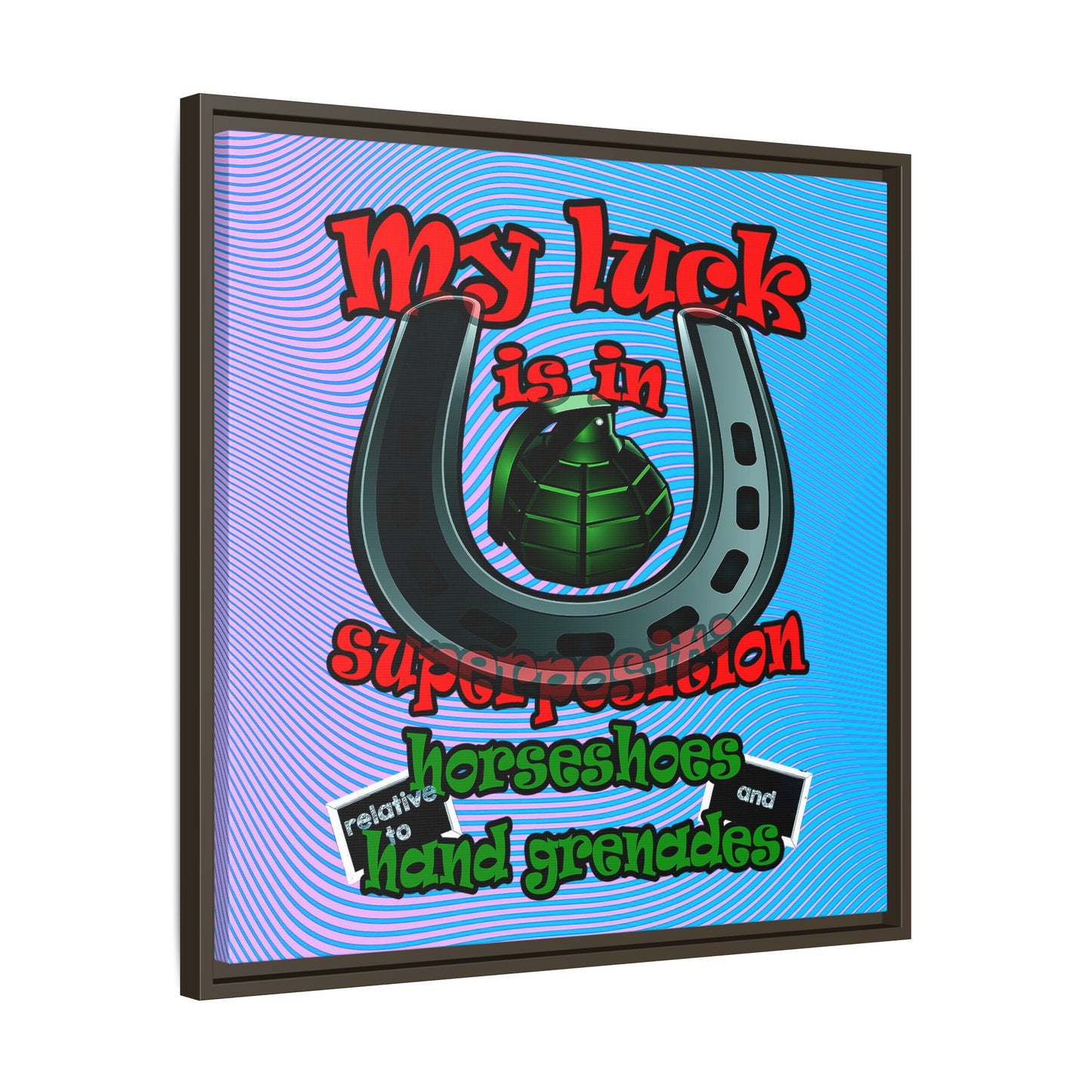 my luck - framed canvas art (light blue-purple wave)