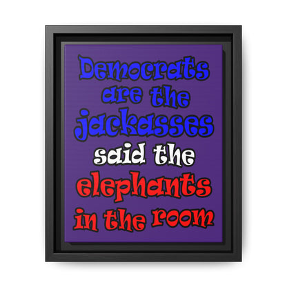 donkeys and elephants - framed canvas art (purple)