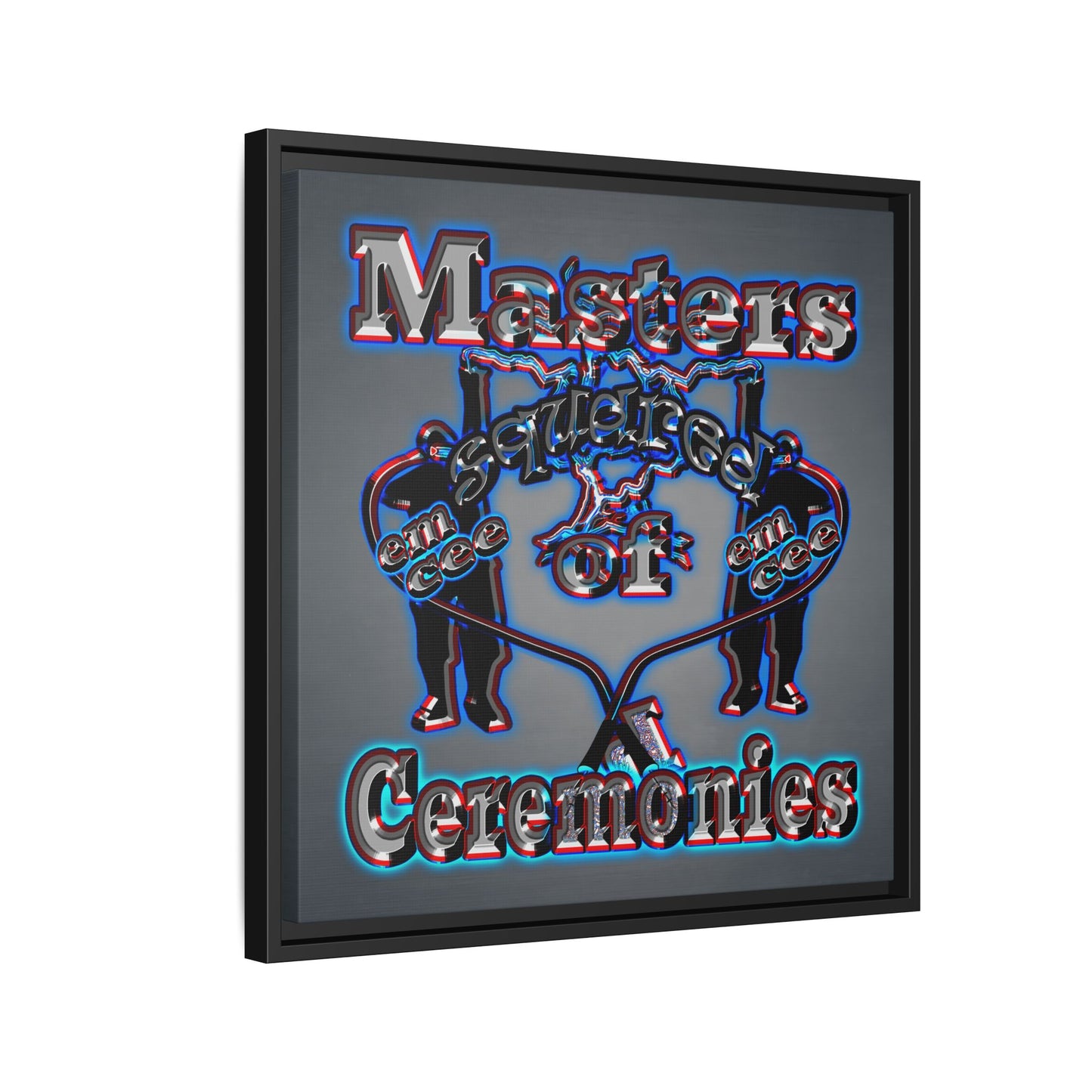 em cee squared - framed canvas art (grey-light grey)