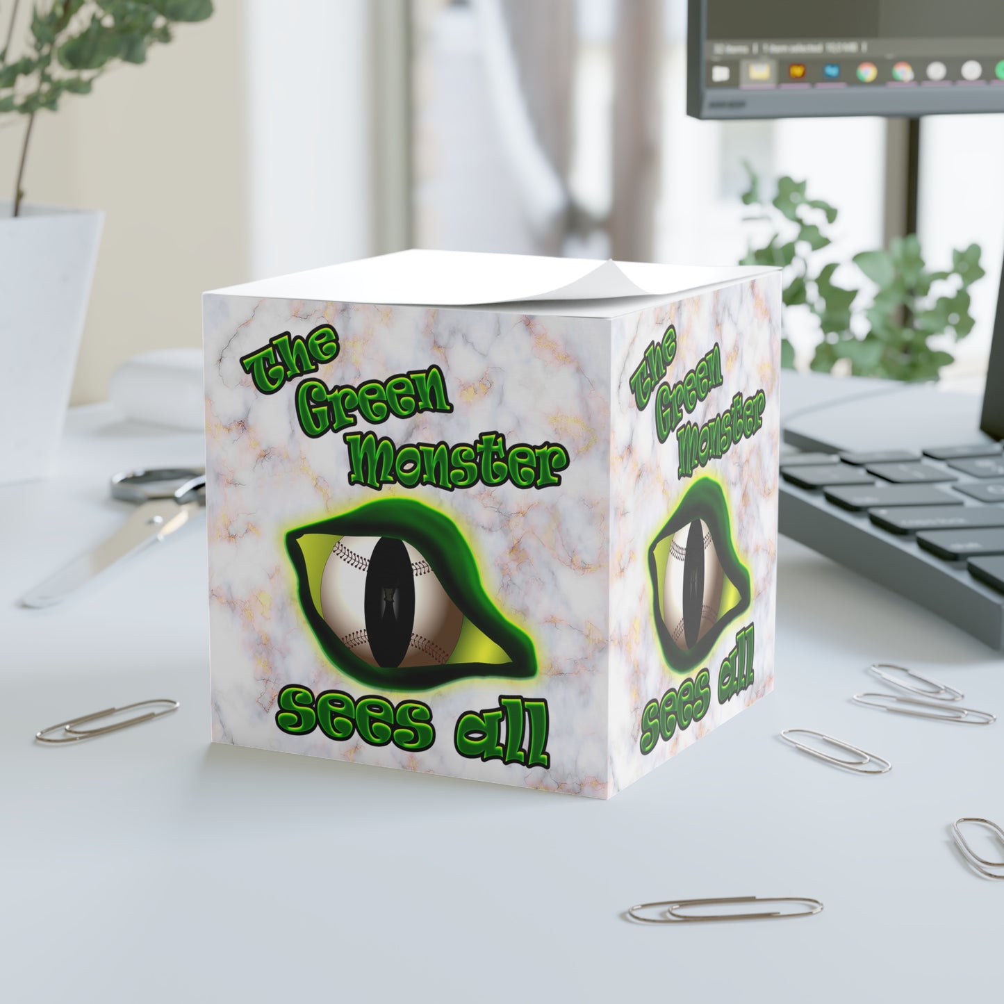 green monster - note cube (white marble)