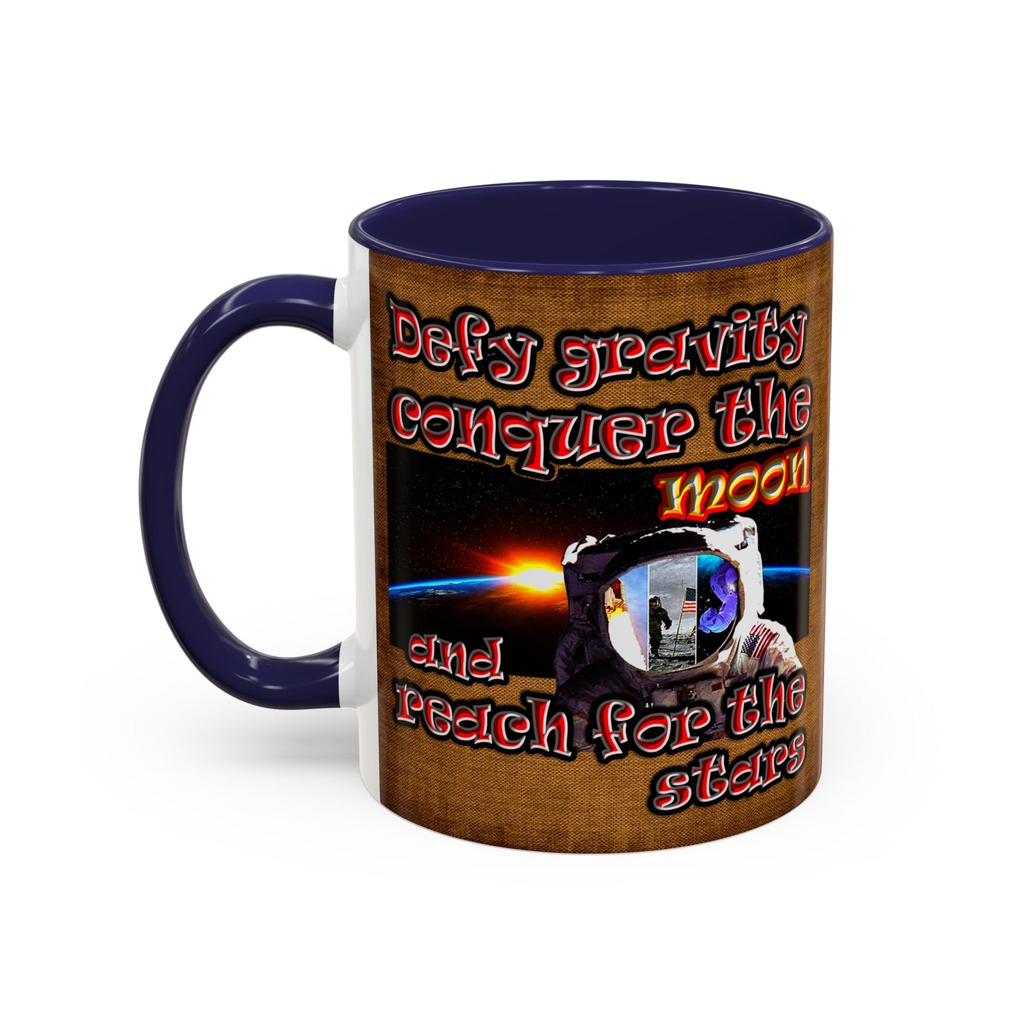 defy conquer reach - Accent Mug (brown papyrus)