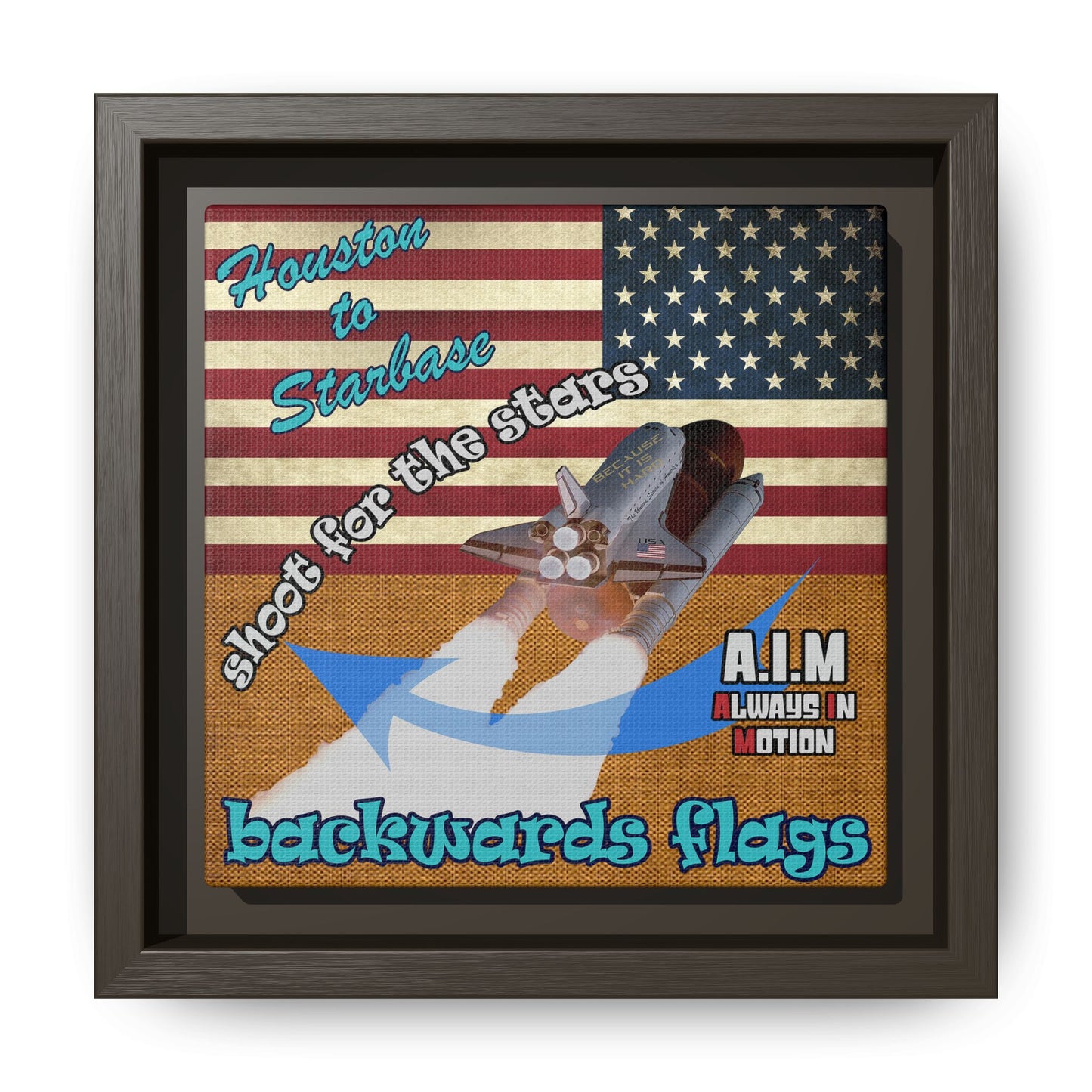 shoot for the stars - framed canvas art (brown papyrus)