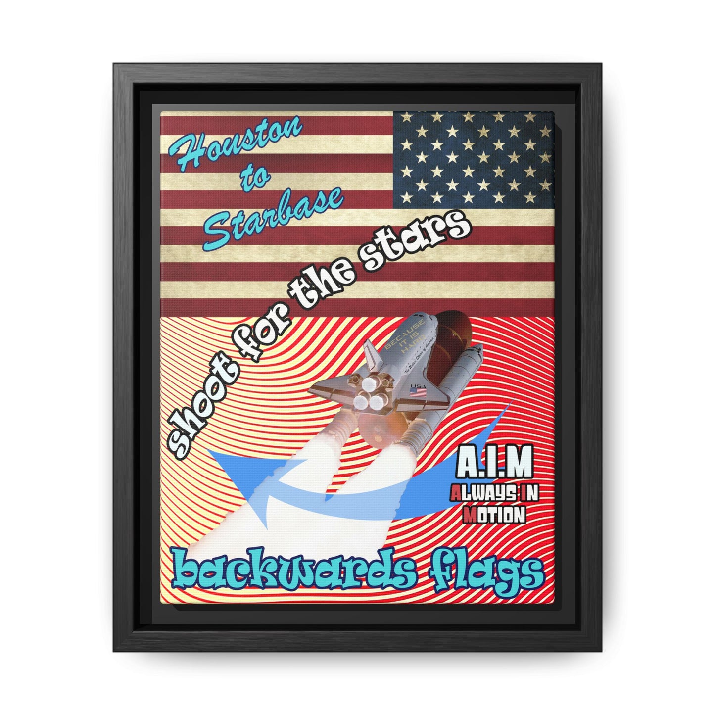 shoot for the stars - framed canvas art (yellow-orange wave)