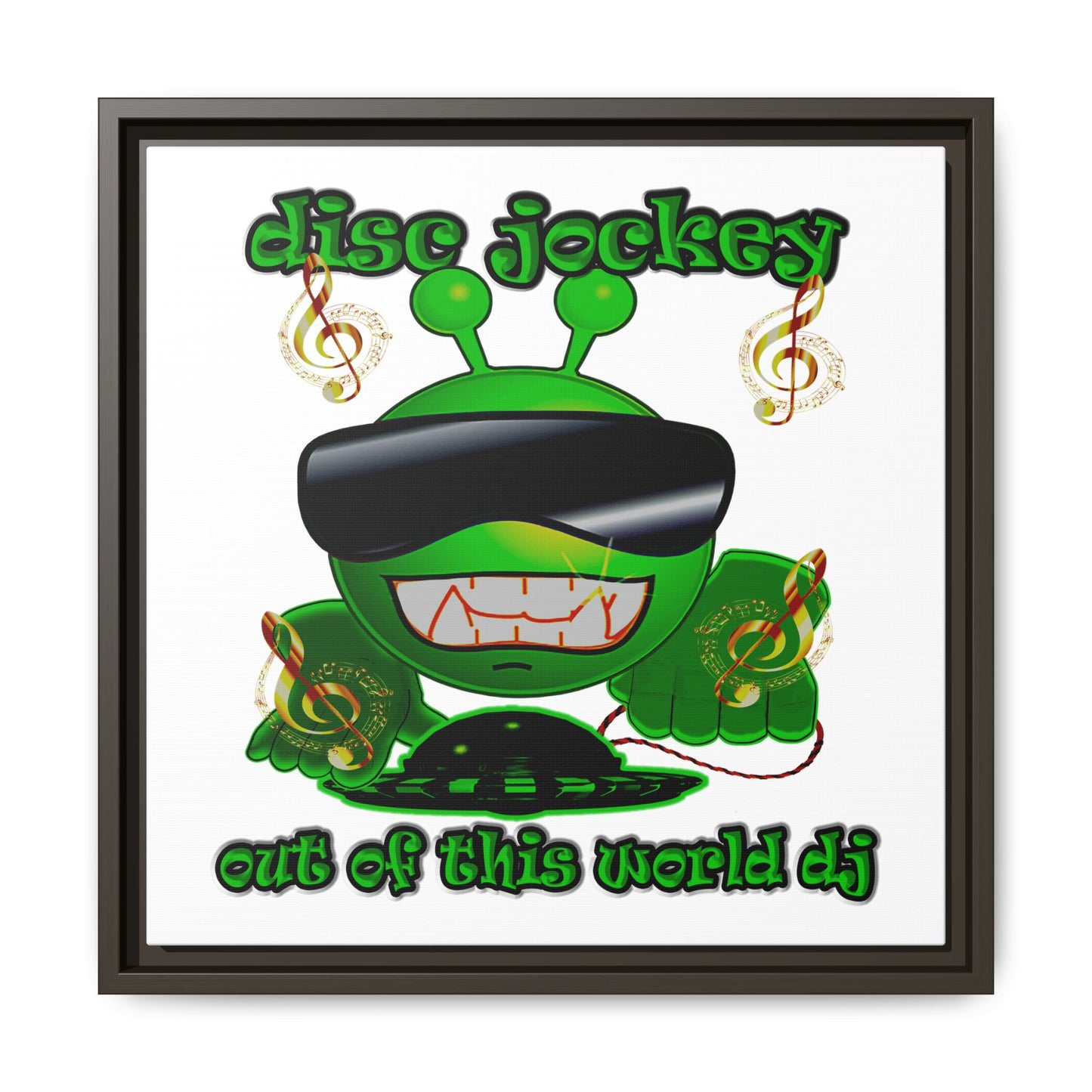 disc jockey - framed canvas art (white)