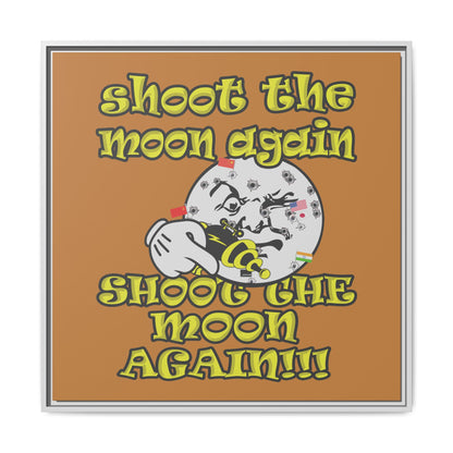 shoot the moon again - framed canvas art (light brown)