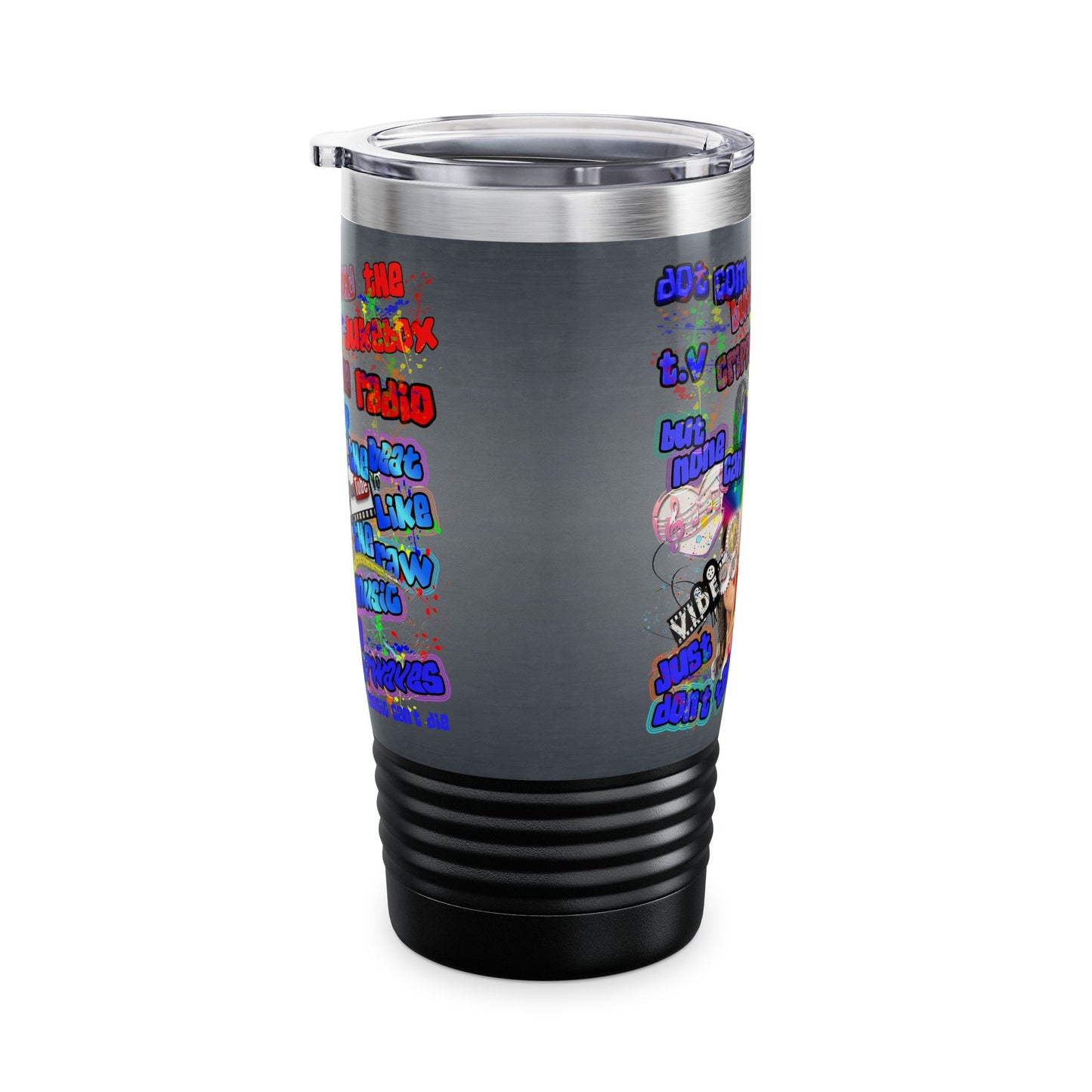 drop the beat - Ringneck Tumbler, 20oz  (grey-light grey)