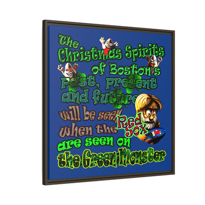 christmas spirits of boston - framed canvas art (dark blue)
