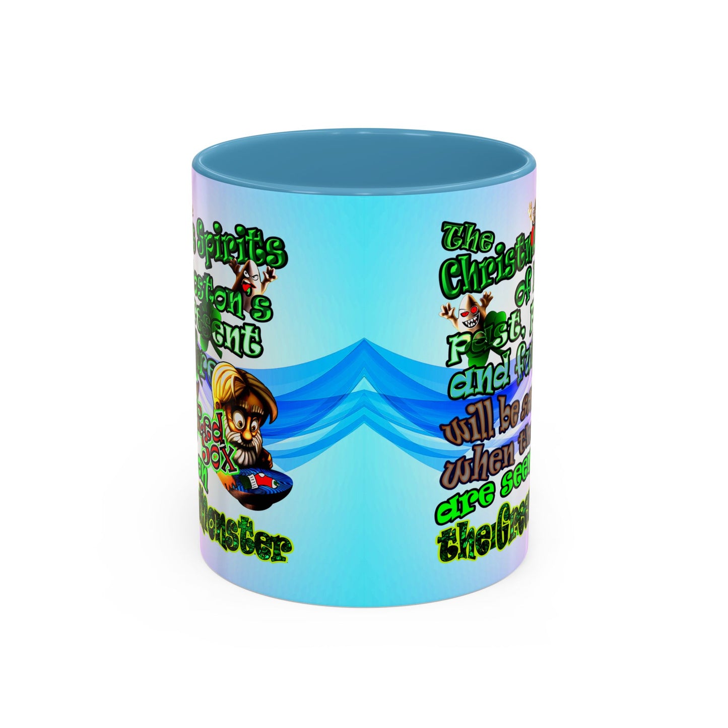 christmas spirits of boston - Accent Mug (light blue-pink wave)