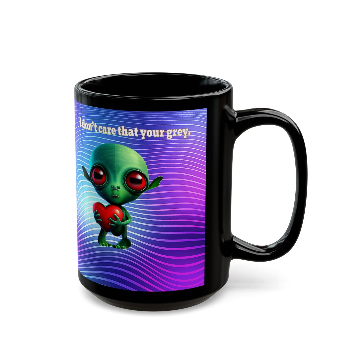 I don't care that your grey - Black Mug (purple wave)