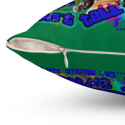 drop the beat - Spun Polyester Square Pillow - (dark green)