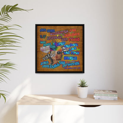 drop the beat - framed canvas art (brown papyrus)