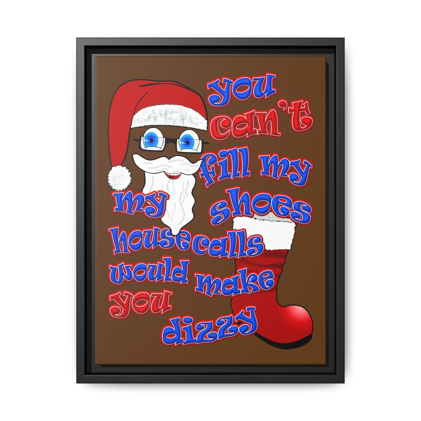 santa's shoes - framed canvas art (brown)