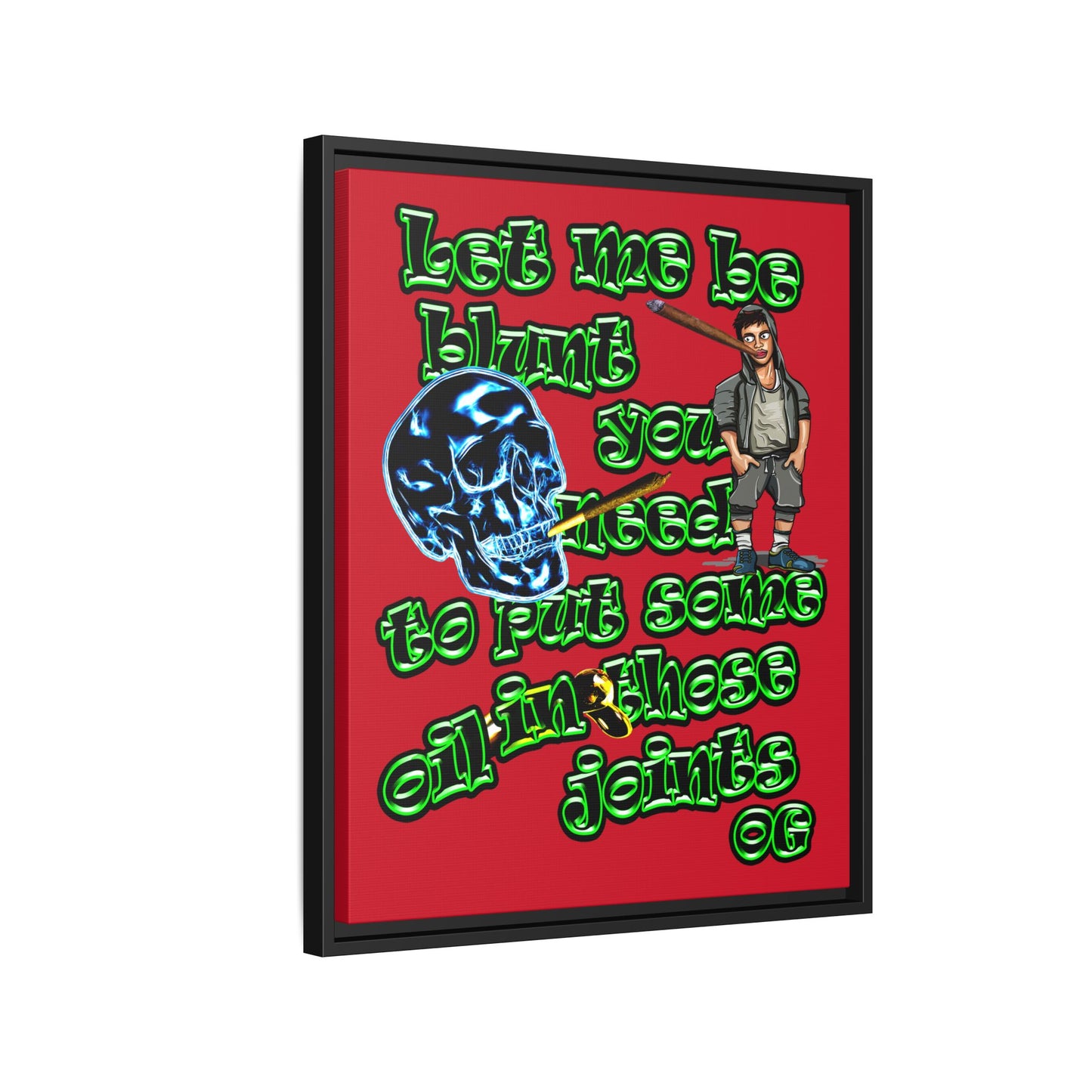 og - framed canvas art (dark red)